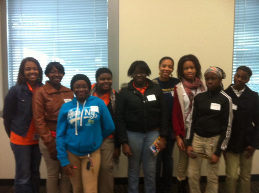 WCA Staff Sheri Davis-Faulkner with InGirls from Brown Middle School.